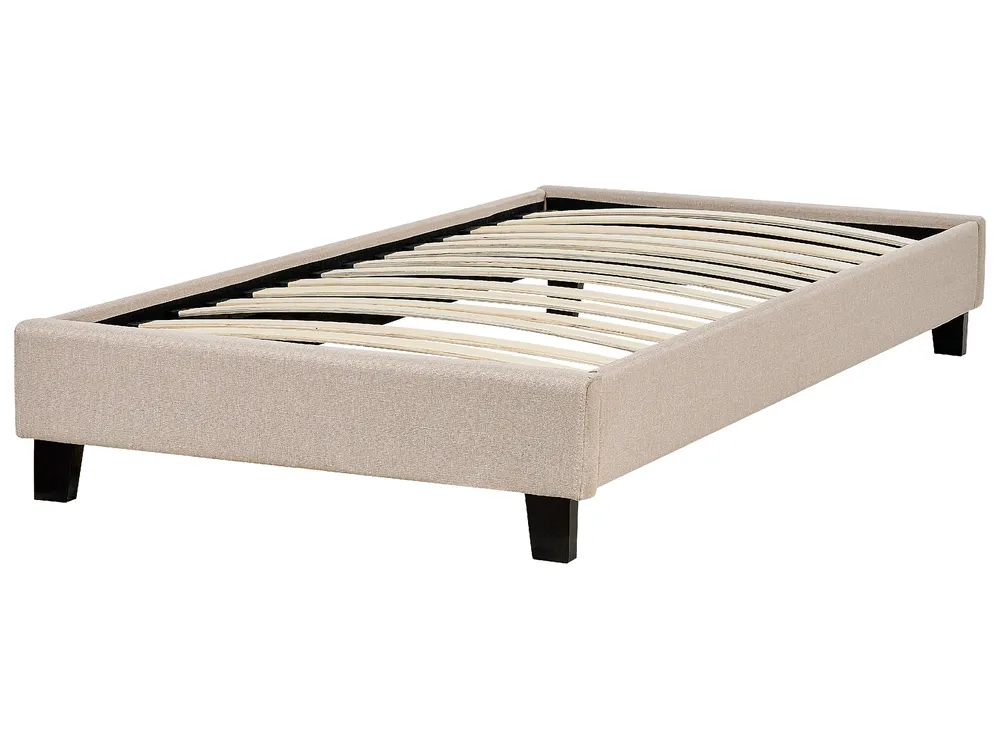 Bed without Headboard Fabric ROANNE 90 x 200 cm (EU Single) Beige_721496