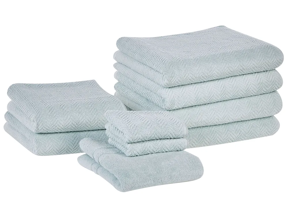 Set of 9 Towels MITIARO Terry Cotton Mint Green_1067678
