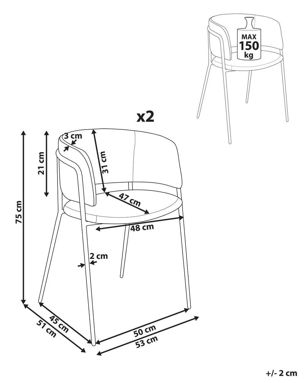 Esszimmerstuhl 2er Set SPRINGER Chenillegewebe Hellbeige_968384