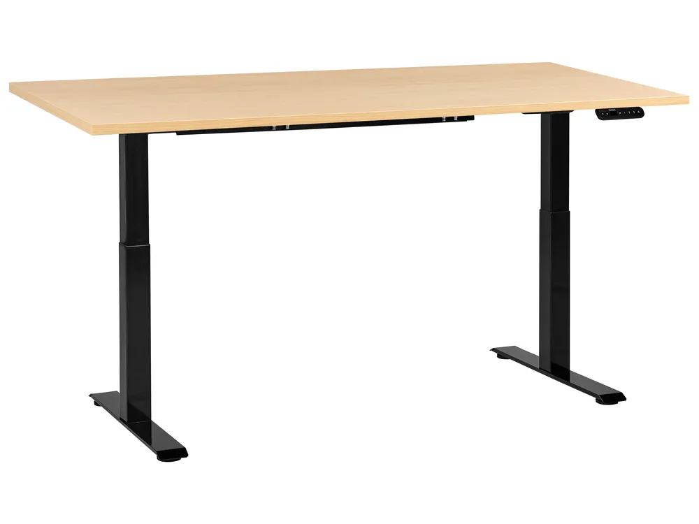 Schreibtisch elektrisch höhenverstellbar DESTINES 180 cm 72 cm Schwarz / Hellbraun