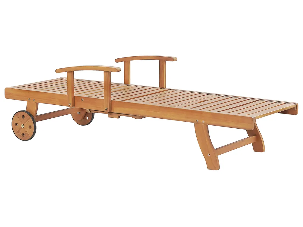 Sun Lounger with Cushion JAVA PREMIUM Reclining Acacia Wood Blue_1070446