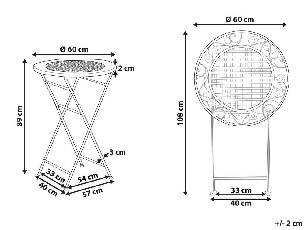 Garten Bartisch BIVIO 60 cm 60 cm Metall Hellgrün_966472