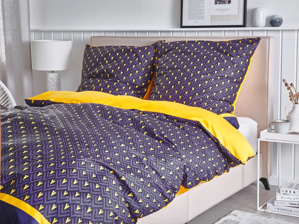 Bettwäsche-Set WALLINGFORD 155 x 220 cm Baumwollsatin Blau