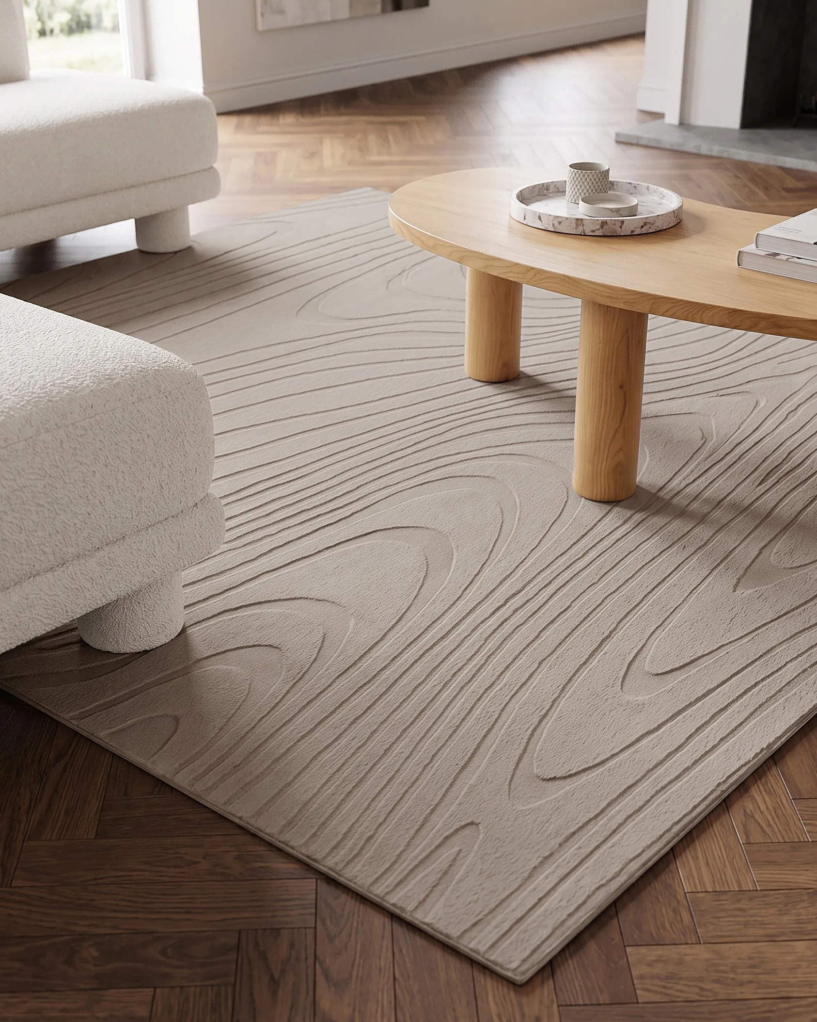 Kunstfellteppich ONTAKE Beige 160 x 160 cm_1093358