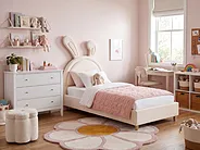 Kids Bed Rabbit Velvet LALLIAS 90 x 200 cm (EU Single) Beige_1154030