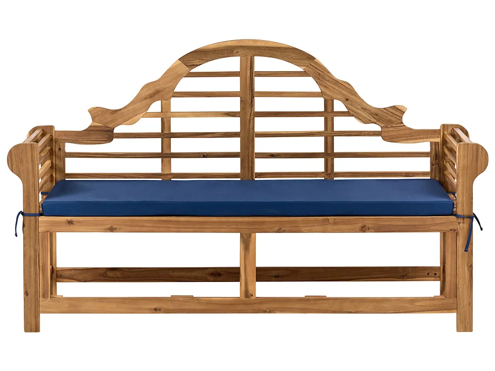 Gartenbank mit Auflage MARLBORO 180 cm Akazienholz Blau