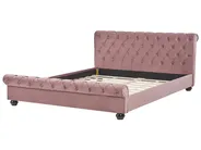 Bett mit Lattenrost Samtstoff AVALLON 180 x 200 cm Rosa_694716