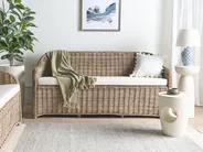 Gartenbank mit Auflage SUSUA 189 cm Rattan Naturfarben_957518