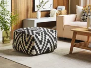 Pouf KNIDOS Wolle Schwarz / Weiß_826645