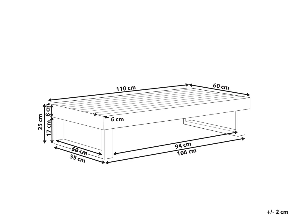 Outdoor Couchtisch MARETTIMO 60 cm 110 cm zertifiziertes Akazienholz Hellbraun_1154137