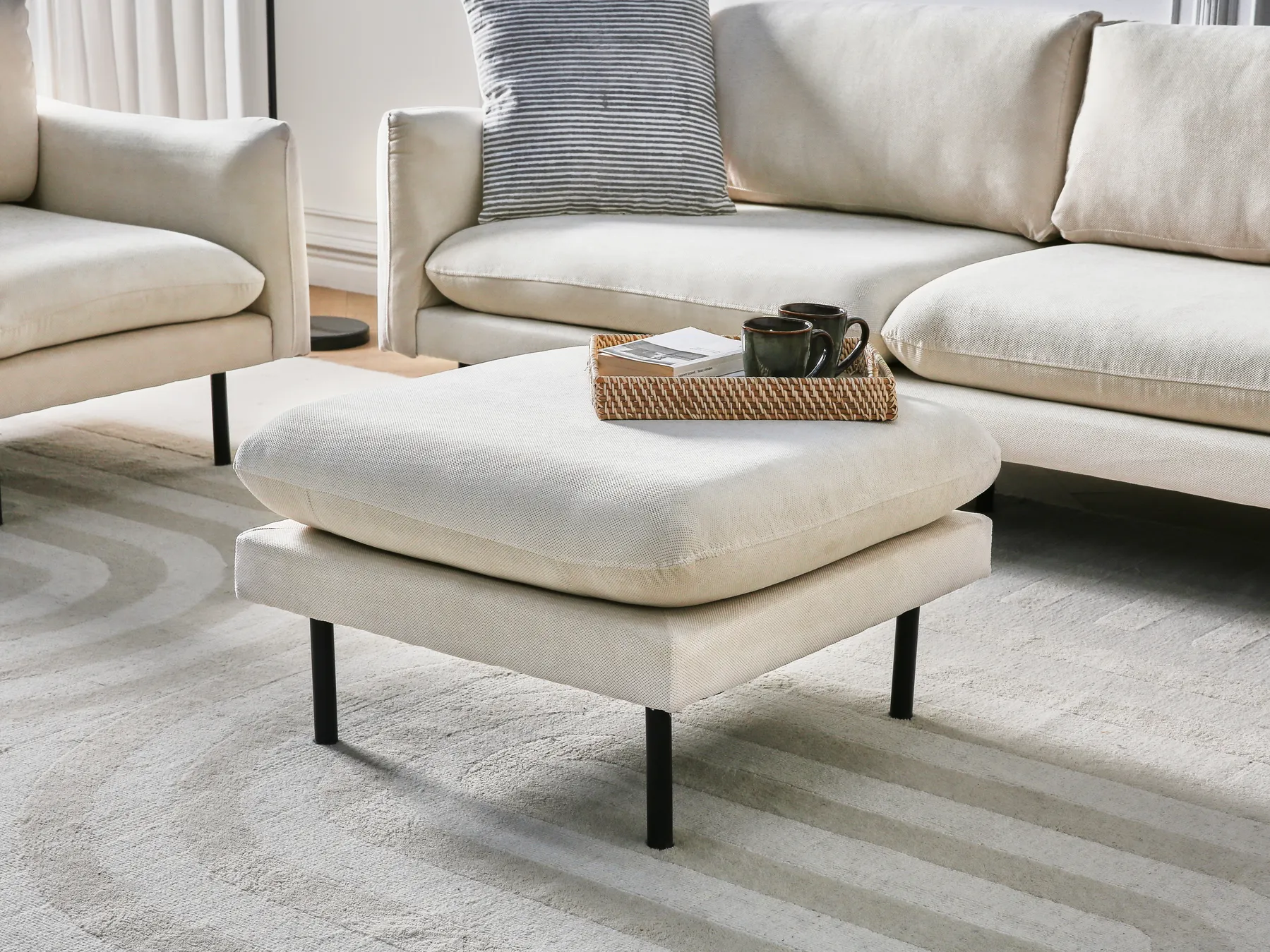 Ottomane VINTERBRO Stoff Hellbeige_908756