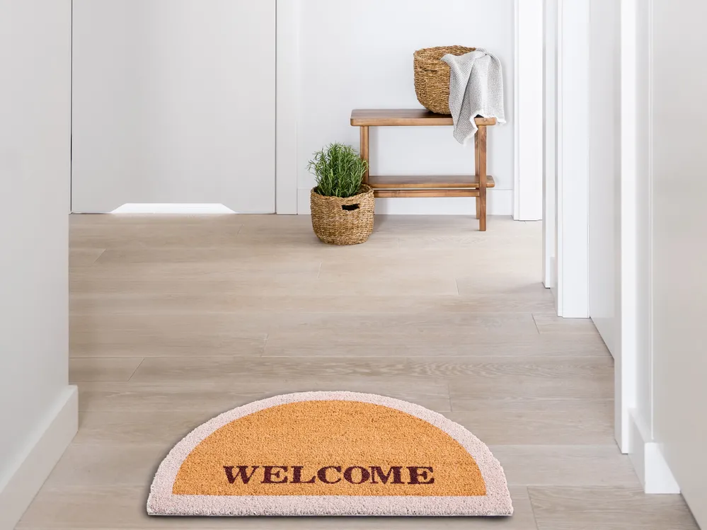 Fußmatte BUHI Naturfarben 45 x 75 cm Schriftzug Kokosfasern