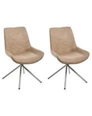 Esszimmerstuhl 2er Set HAILEY Kunstwildleder Beige_1077945