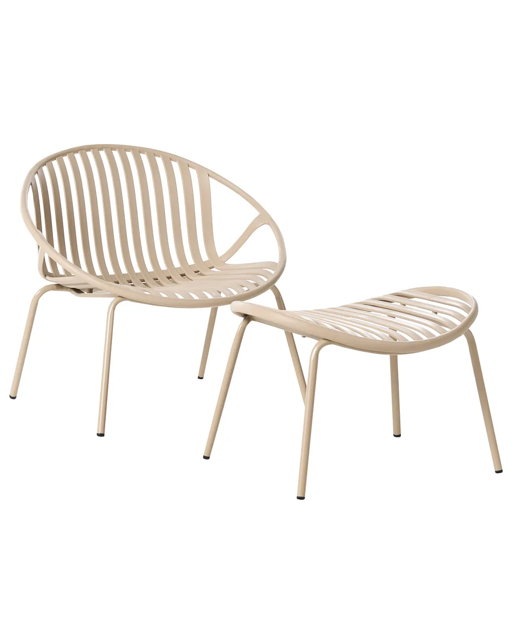 Gartenstuhl 2er Set CASPERIA mit Fußstütze Hellbeige_1032436