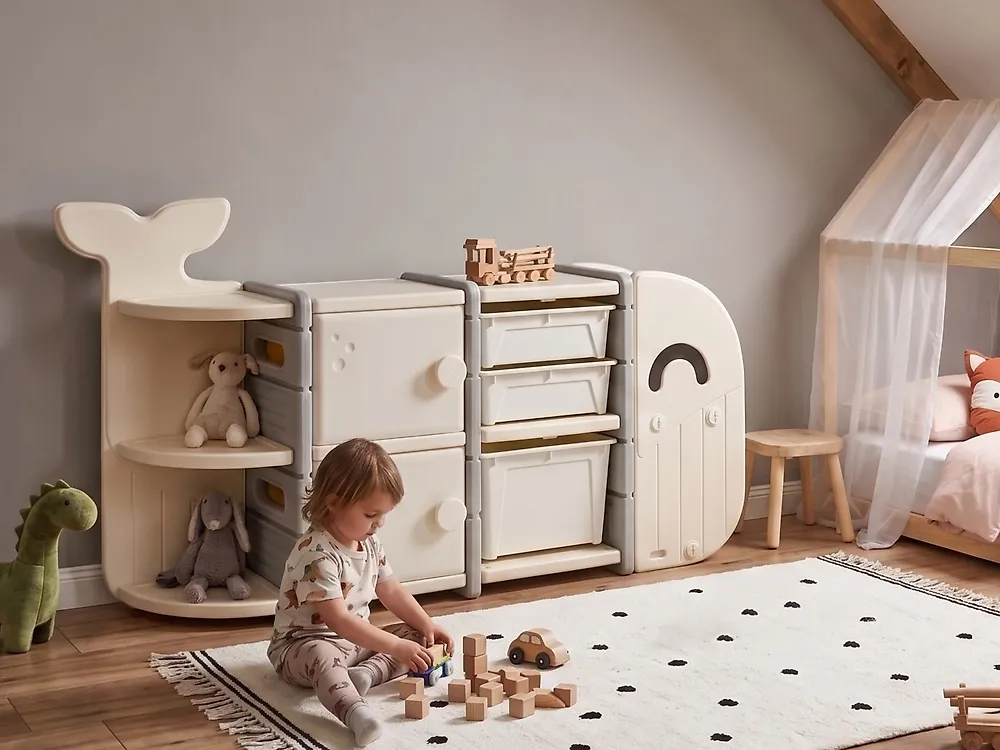 Spielzeugaufbewahrung WHALAN Wal 83 cm Beige