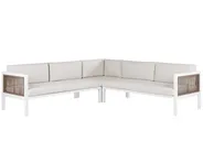 Garten Ecksofa mit Tisch 4-Sitzer BORELLO Metall Beige linksseitig_803153