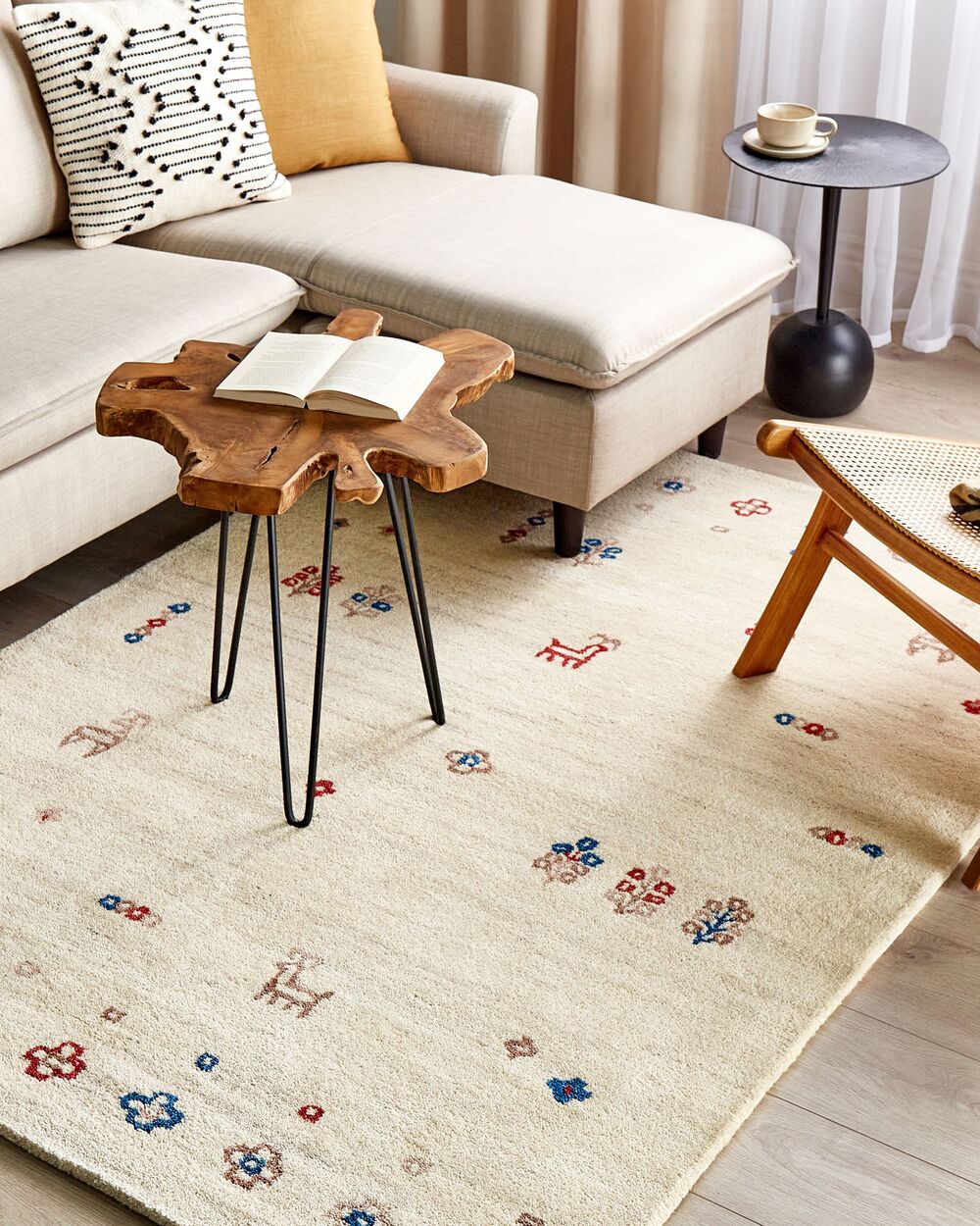Rug SULUCA Beige 140 x 200 cm Gabbeh Wool