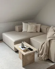 Modular Corner Sofa 2 Seater APRICA Faux Linen Beige Right Hand_946405