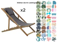 Set mit 2 klappbaren Liegestühlen AVELLINO mit Ersatzstoffen Akazienholz Dunkelbraun_860251