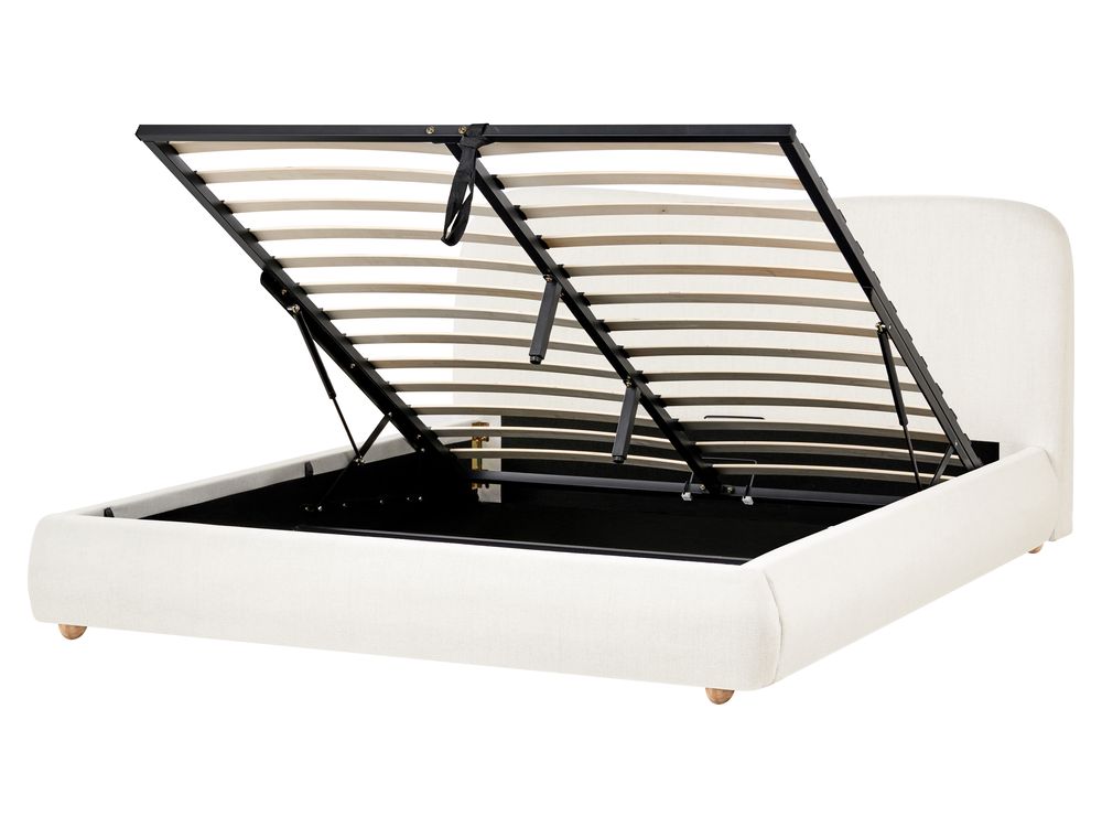 Bed met opbergruimte BLAGNAC Stof Gebroken wit 160 x 200 cm