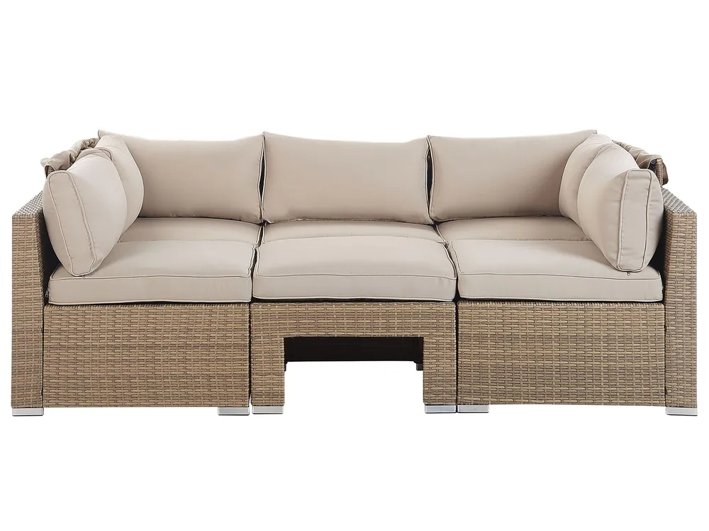 Lounge Set mit Tisch 5-Sitzer COCCOLIA modular Polyrattan Beige_810169