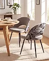 Esszimmerstuhl 2er Set VIVIAN Samtstoff Grau