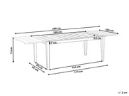 Extending Garden Dining Table TOSCANELLA 180/280 cm 100 cm Certified Acacia Wood Light Brown_1161869