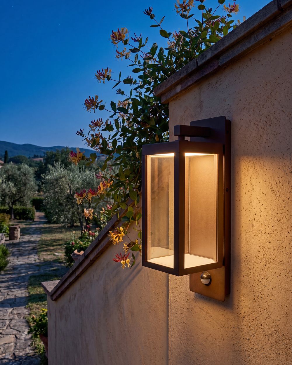 Outdoor LED Wall Light INVER with Motion Sensor Brown