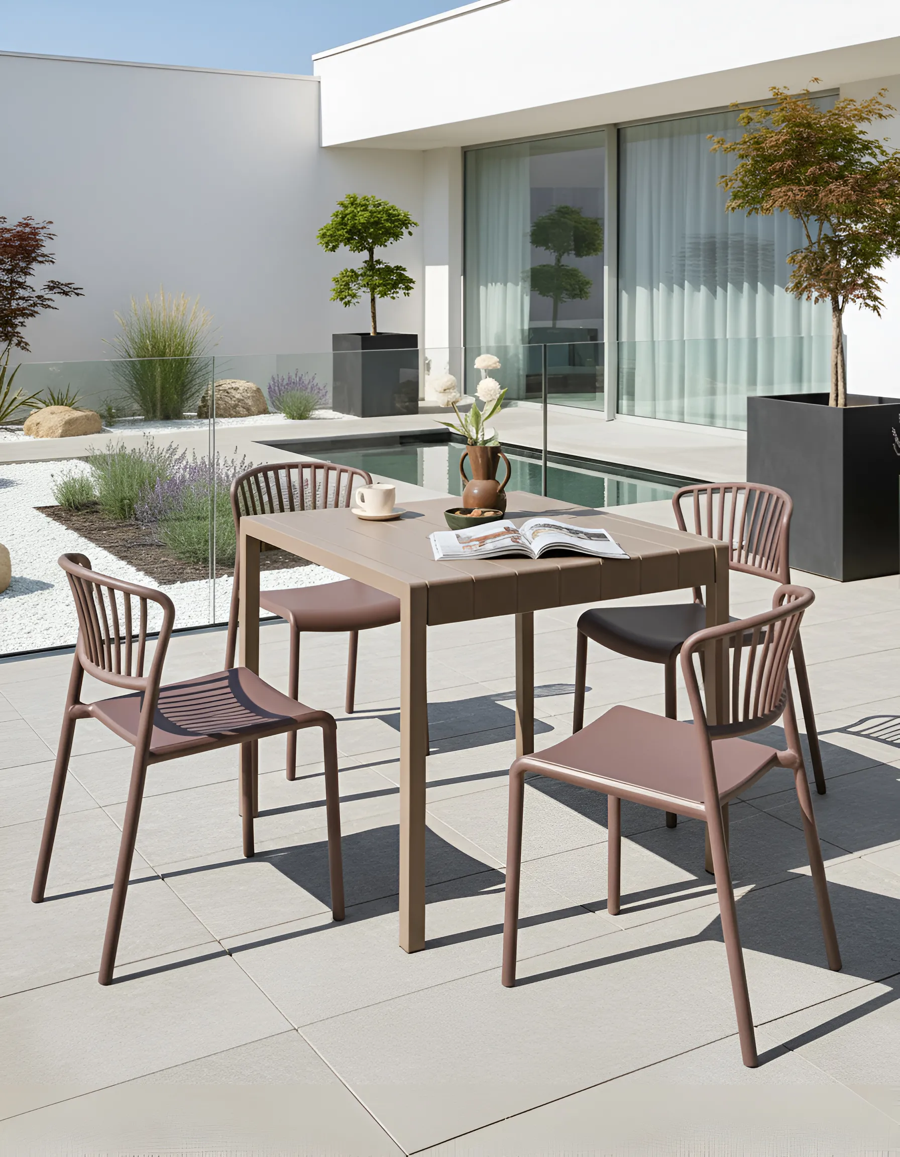 Gartenstuhl 4er Set GELA Braun_1029149