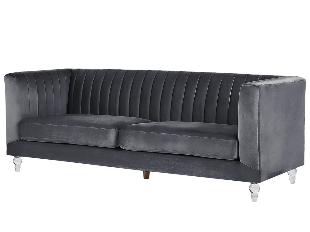 Sofa 3 Seater ARVIKA Velvet Dark Grey_806156