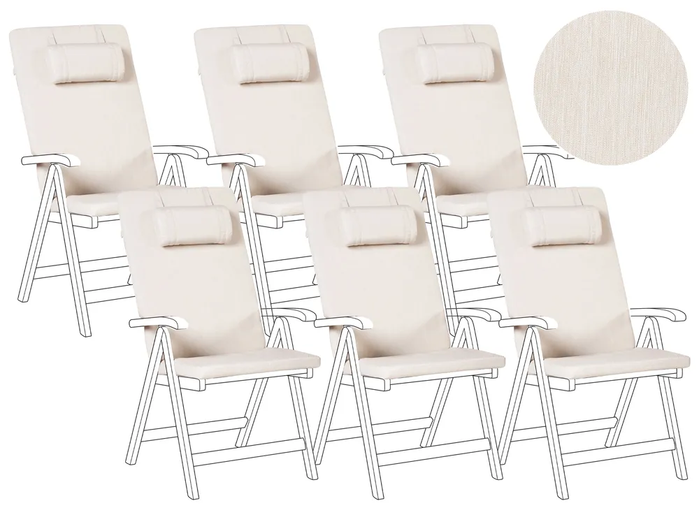 Outdoor Sitzkissen 6er Set JAVA/AMANTEA PREMIUM 50 x 71 cm Hellbeige