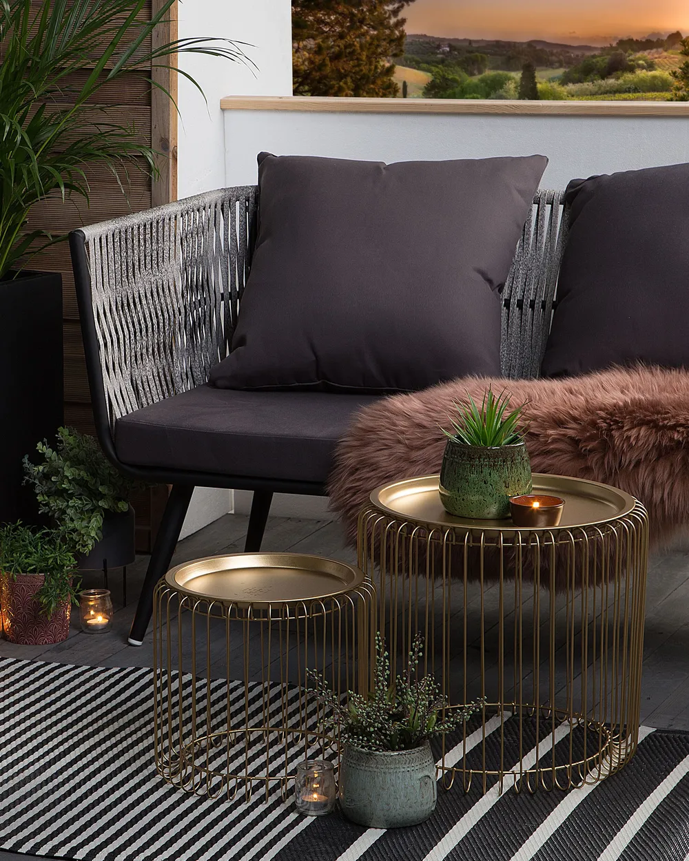 Outdoorteppich HALDIA Schwarz 90 x 180 cm