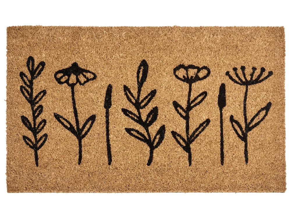 Coir Doormat Flowers Motif Natural AGIAK Various Sizes