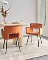 Esszimmerstuhl 2er Set SANILAC Samtstoff Orange