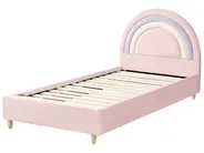 Kids Bed Rainbow Velvet LANDEILLAU 90 x 200 cm (EU Single) Pink_984258