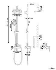 Duschsystem mit Mischbatterie und Regenbrause TINKISSO Silber_786742