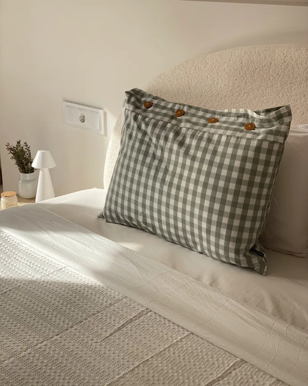 Set of 2 Decorative Cushions TALYA 40 x 60 cm Mint Green Checked_973045