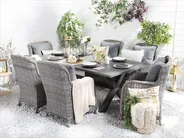 Gartenmöbel Set 6-Sitzer CASCAIS inkl. Kissen Polyrattan Grau_739917