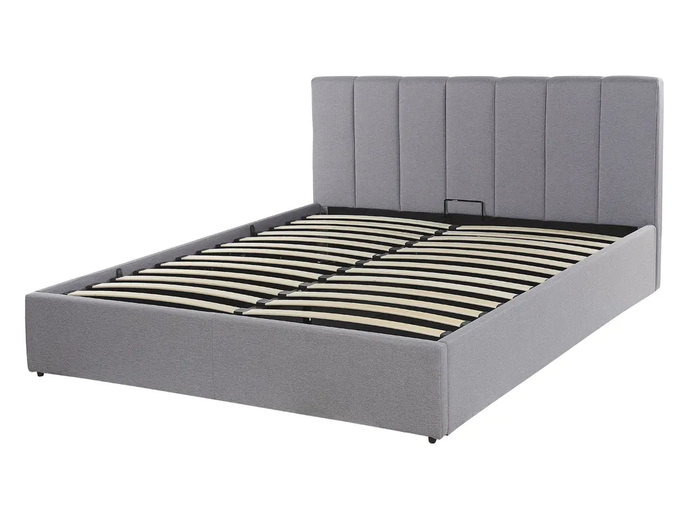 Ottoman Bed DREUX Fabric Light Grey 140 x 200 cm (EU Double)_793216