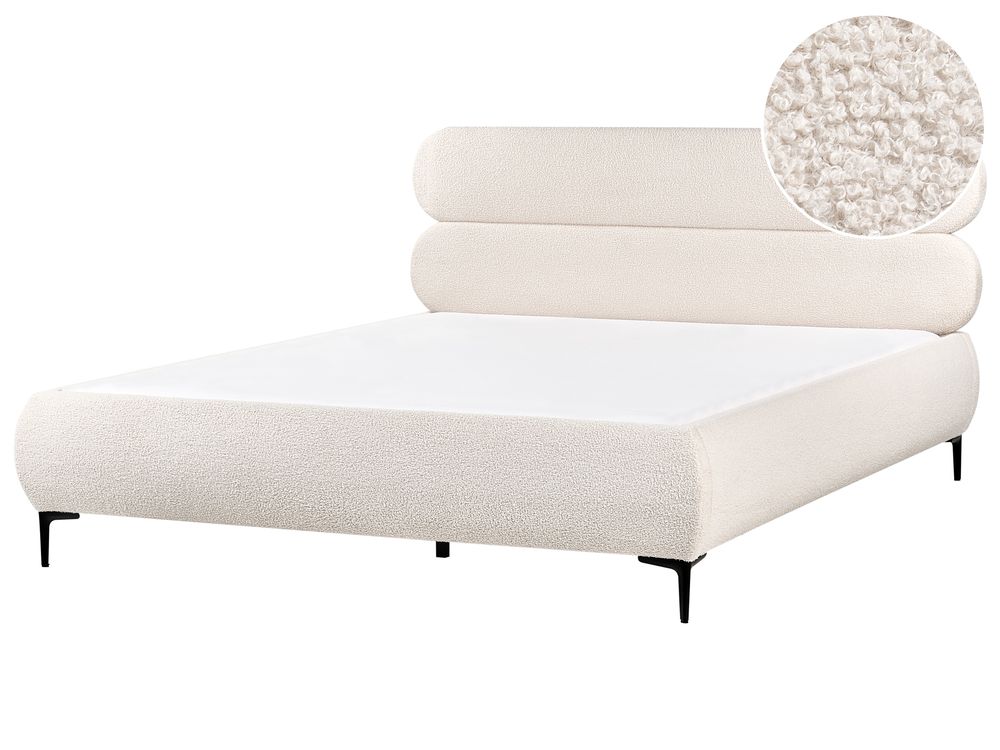 Bed Boucle LESSAY 180 x 200 cm (EU Super King) Off-White