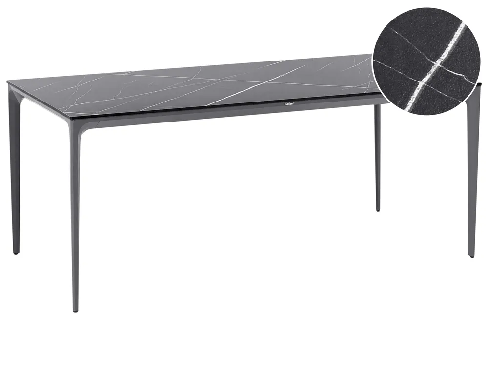 Gartentisch SOVARETO 180 cm 90 cm Marmor Optik Schwarzer Marmor