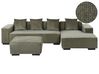 Ecksofa 4-Sitzer LUNGO mit Ottomane Cord Grün linksseitig