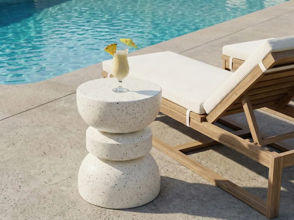 Side Table FALIRO 37 cm 37 cm Terrazzo Effect White Terrazzo