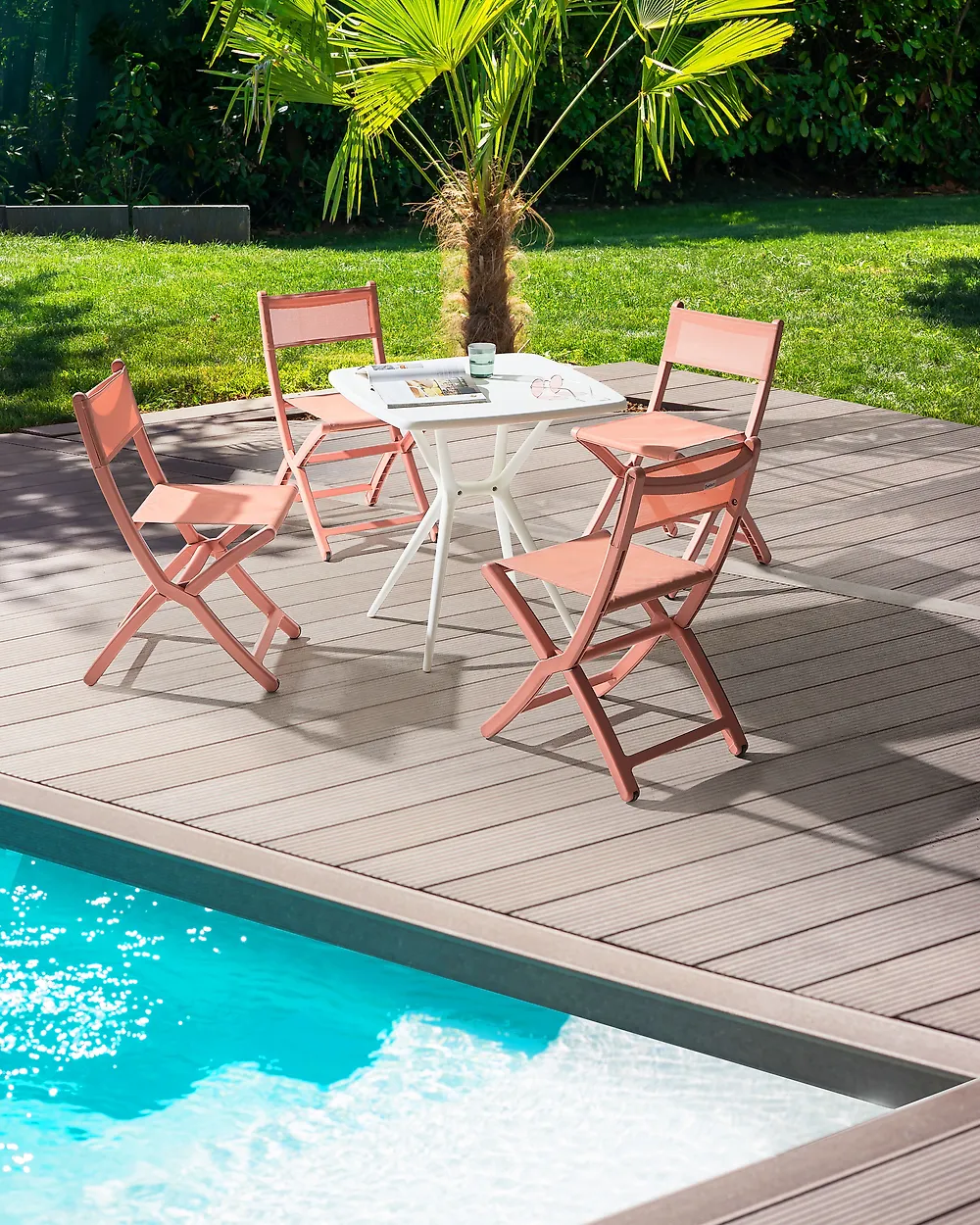 Gartenstuhl 4er Set TALCA klappbar Korallenrot_1187002