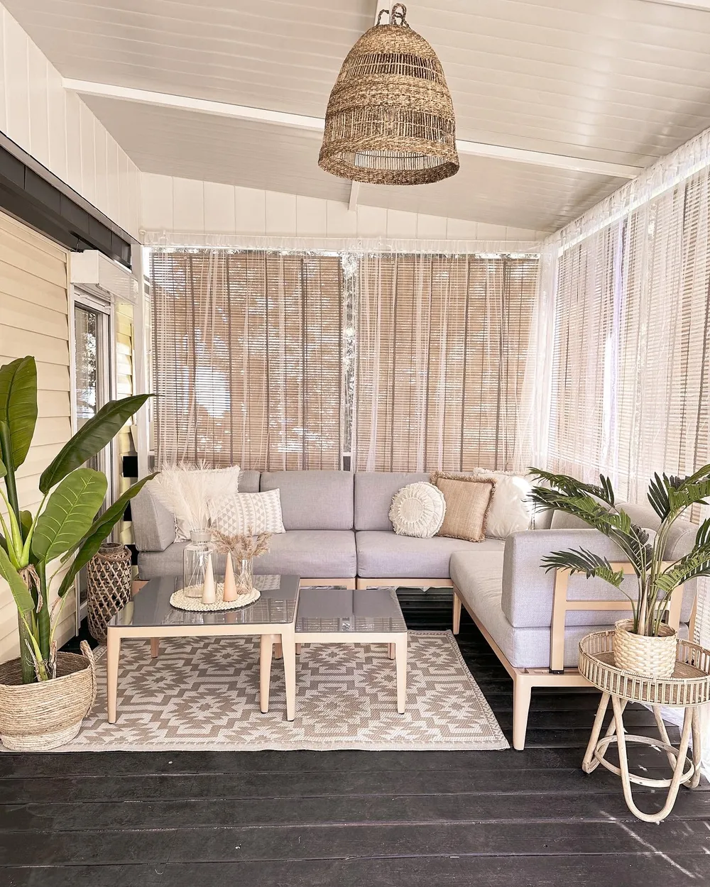 Garden Corner Sofa with Table 6 Seater RIMA III Modular Metal Grey Left Hand_926184