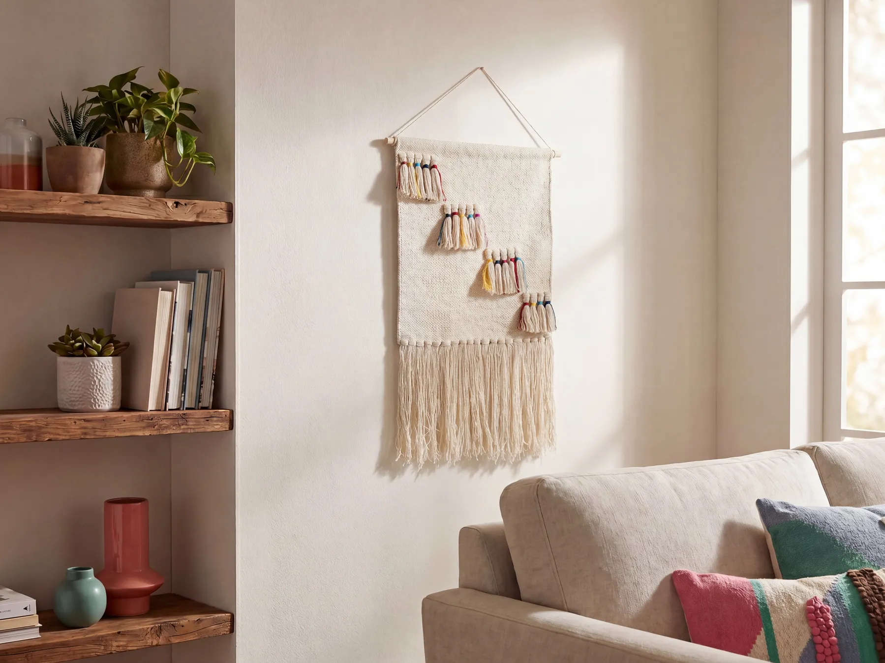 Wandbehang BUREWALA Baumwolle 108 cm Beige_841307