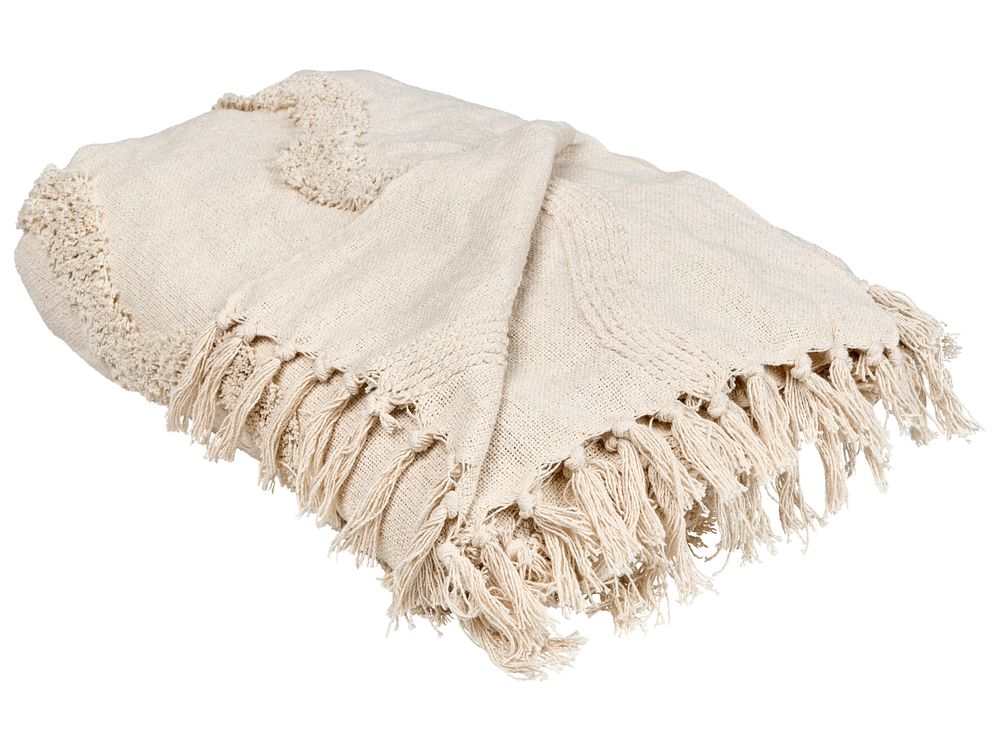 Kuscheldecke KHARI Baumwolle 150 x 200 cm Hellbeige