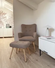 Ohrensessel VEJLE mit Fußstütze Stoff Beige_1041695