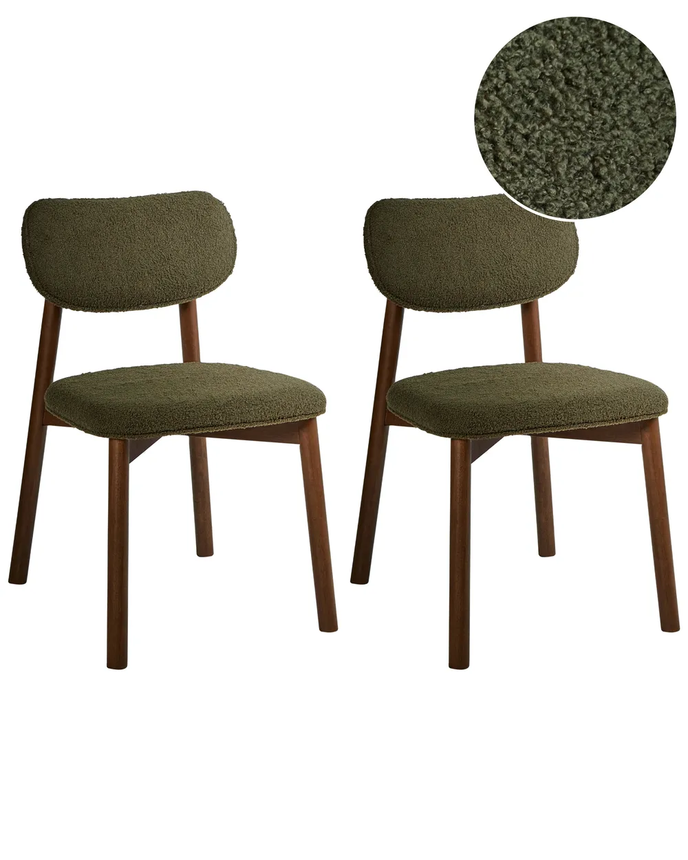 Esszimmerstuhl 2er Set MILLS Bouclé Braun / Grün
