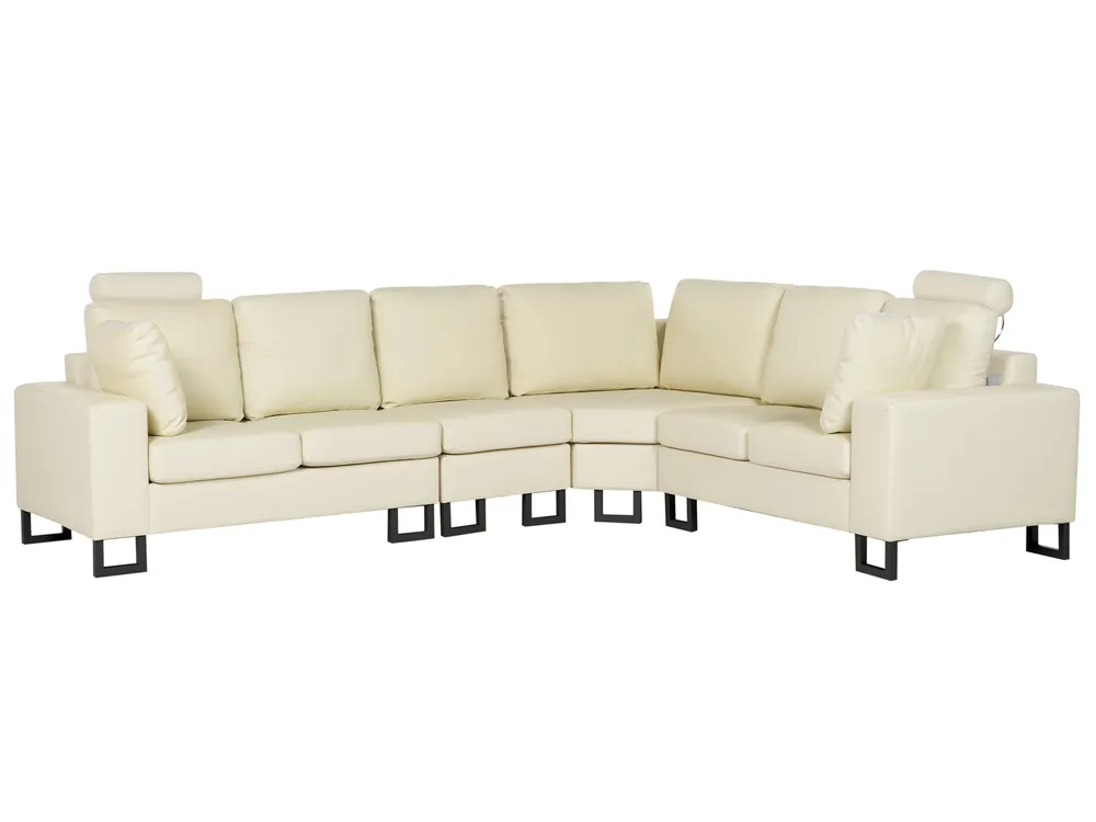 Ecksofa 6-Sitzer STOCKHOLM Echtleder Hellbeige linksseitig